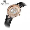 Đồng hồ nữ Chính hãng Royal Crown 3628 dây da đen vỏ vàng hồng