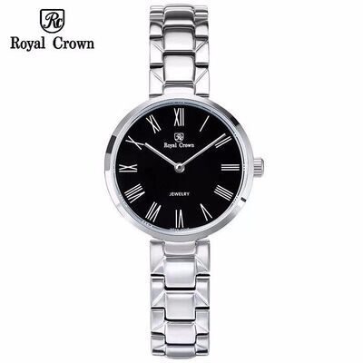 Đồng hồ nữ chính hãng Royal Crown 2601 dây thép mặt đen