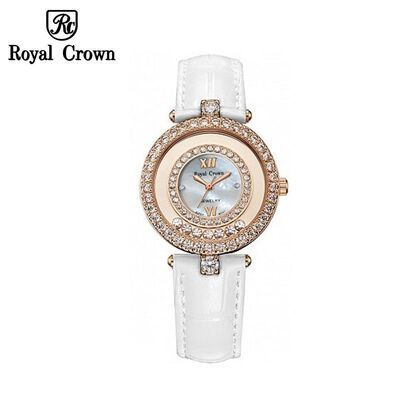 Đồng hồ nữ Chính hãng Royal Crown 3628 dây da trắng vỏ vàng hồng