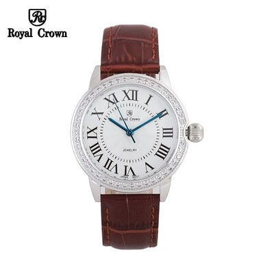 Đồng hồ Chính Hãng Royal Crown 4601M-ST-BR ( dây da nâu vỏ trắng)