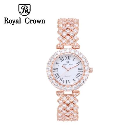 Đồng hồ chính hãng Royal Crown 6305 dây đá vỏ vàng hồng